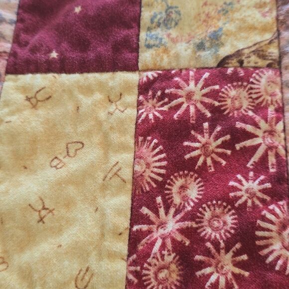 Patchwork Quilt with Floral Patterns Approximately 64by72" - Picture 5 of 6
